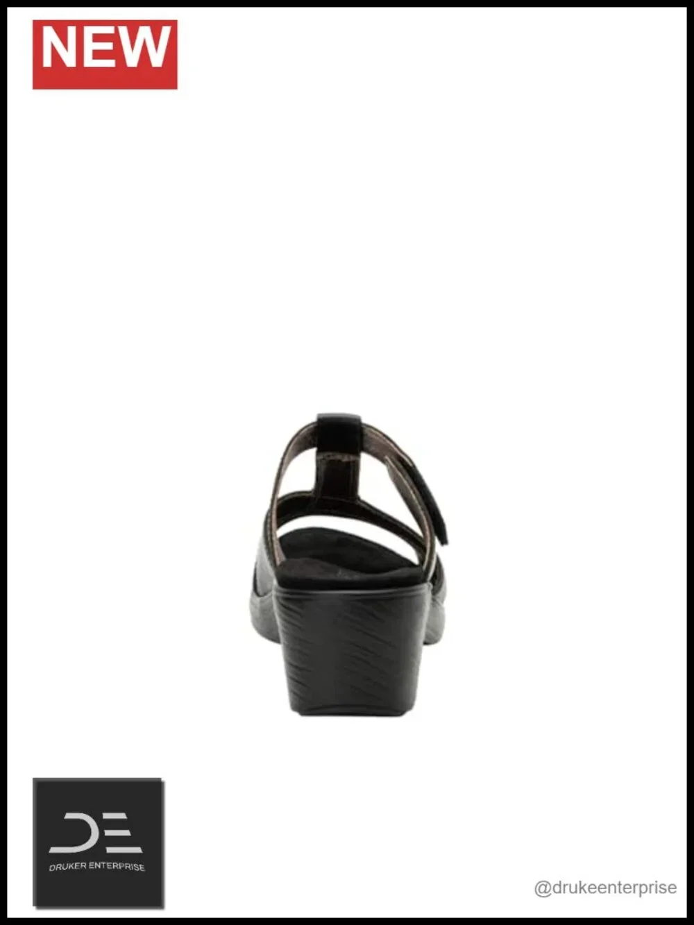 Leather Wedge Sandal with Arch Support and Slip-Resistant Outsole